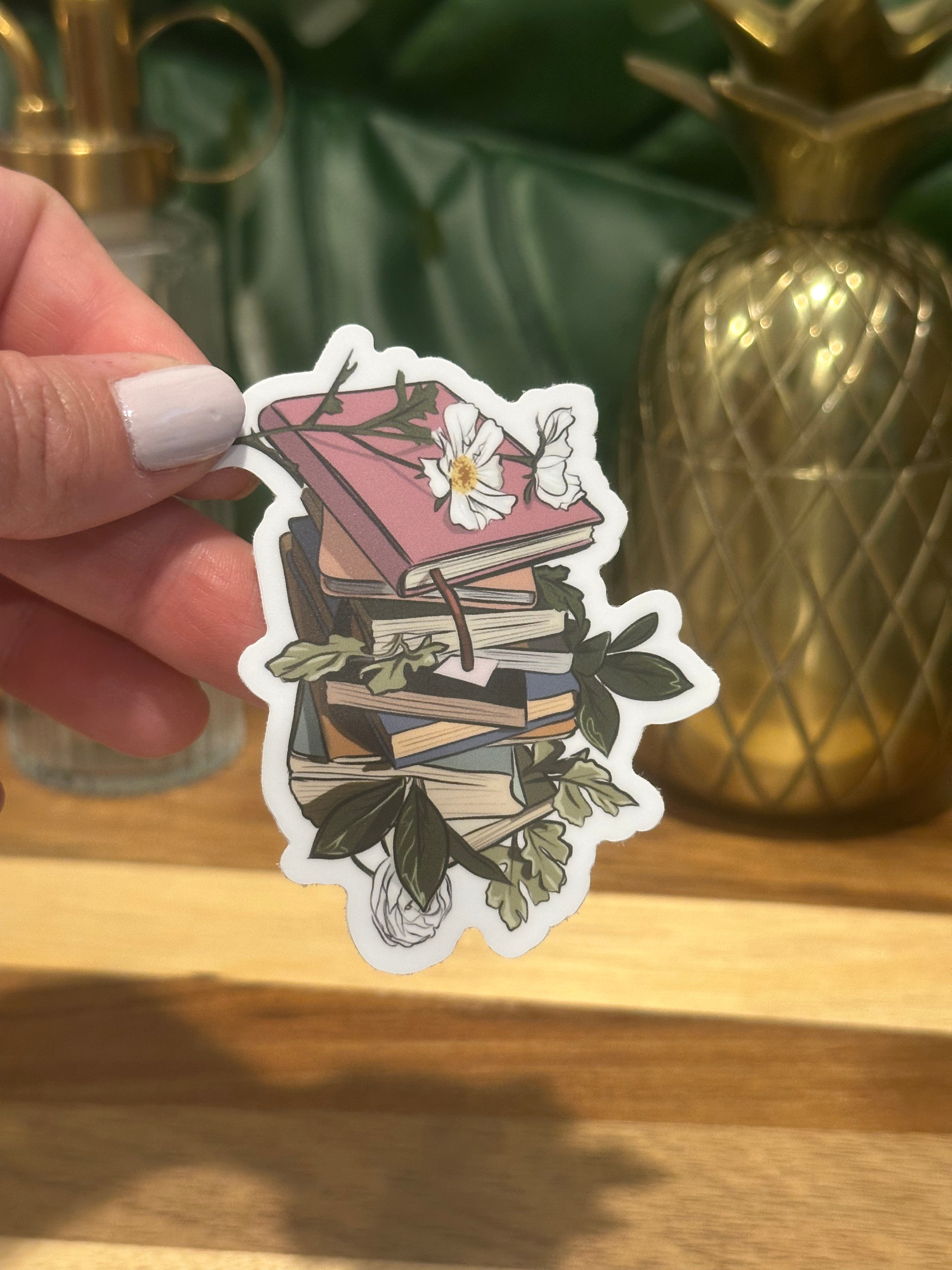 Books and Flowers Sticker