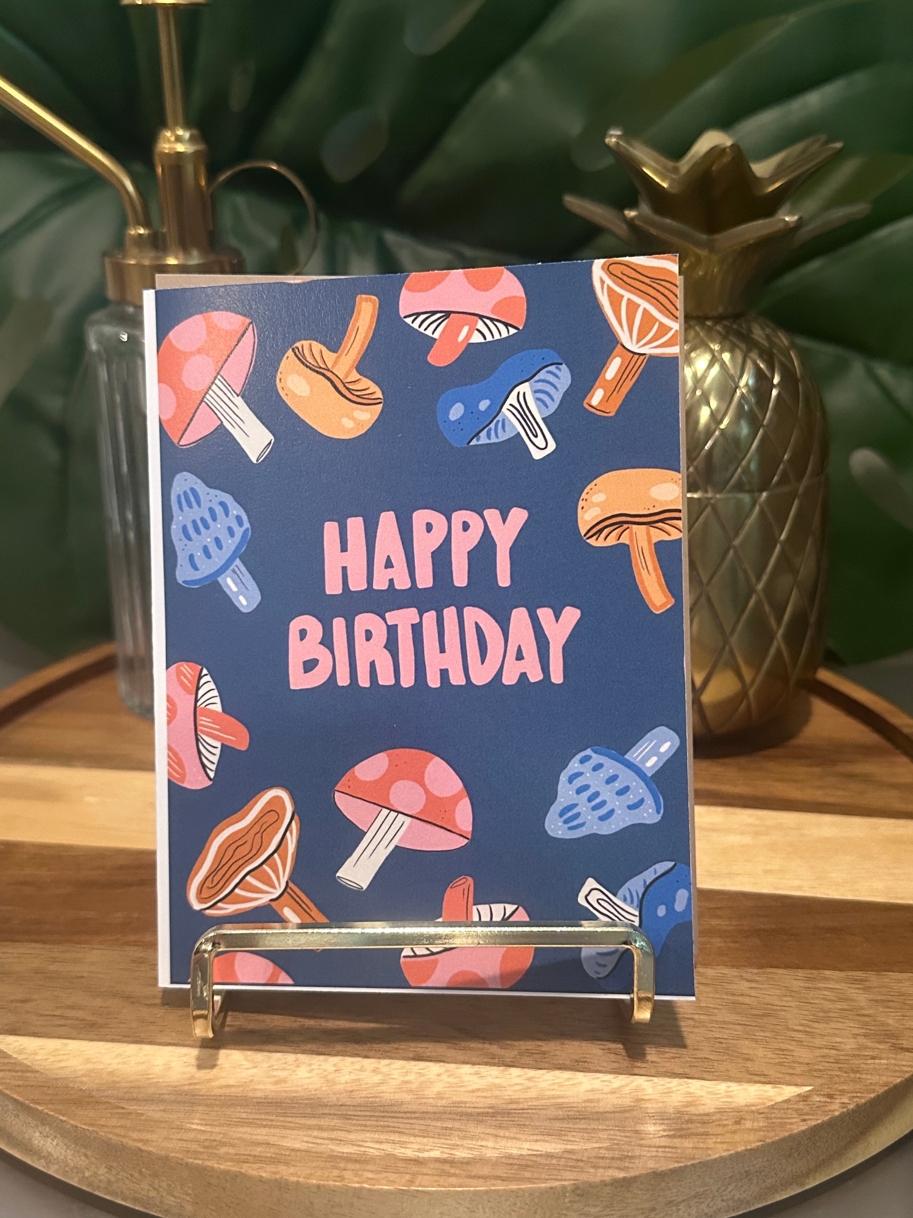 &quot;Happy Birthday&quot; Mushroom Greeting Card